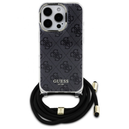 Guess GUHCP16XHC4SEK iPhone 16 Pro Max 6.9" black hardcase Crossbody Cord 4G Print