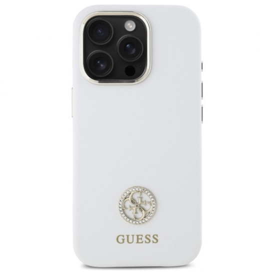 Guess GUHCP16XM4DGPH iPhone 16 Pro Max 6.9" white hardcase Silicone Logo Strass 4G