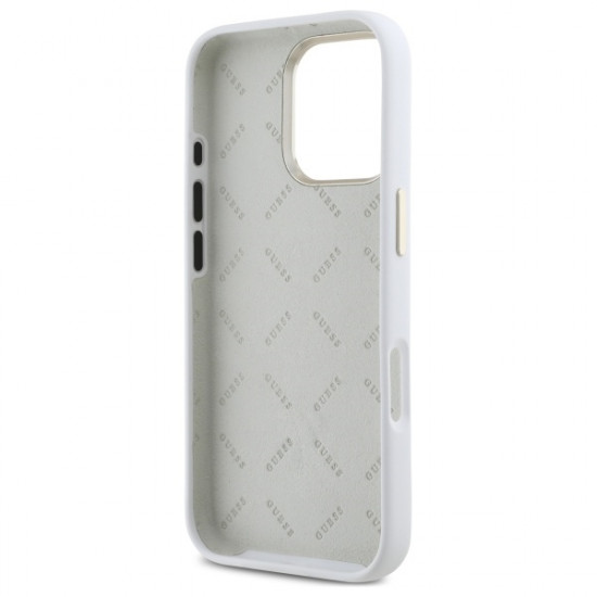 Guess GUHCP16XM4DGPH iPhone 16 Pro Max 6.9" white hardcase Silicone Logo Strass 4G