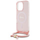 Guess GUHMP16LHCTSGNSP iPhone 16 Pro  6.3" pink hardcase Crossbody Cord Script MagSafe