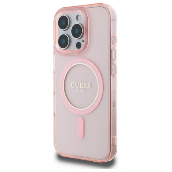 Guess GUHMP16LHFGEREP iPhone 16 Pro 6.3"  pink hardcase IML Glitter Circle MagSafe