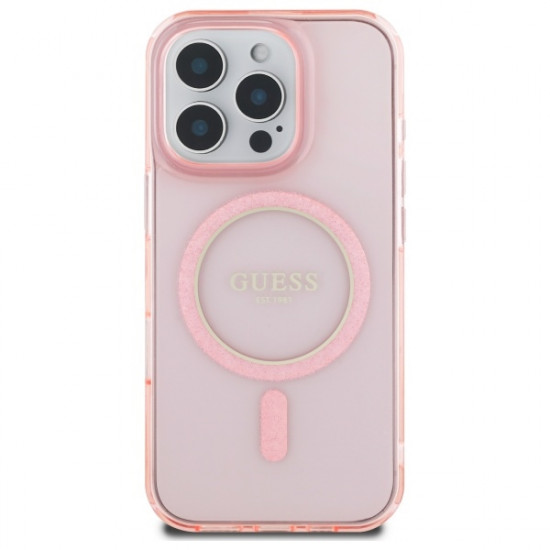 Guess GUHMP16LHFGEREP iPhone 16 Pro 6.3"  pink hardcase IML Glitter Circle MagSafe