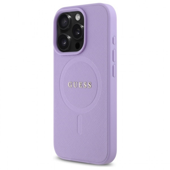 Guess GUHMP16LPSAHMCU iPhone 16 Pro 6.3"  purple hardcase Saffiano MagSafe