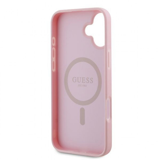 Guess GUHMP16MPGHSMMP iPhone 16 Plus 6.7" pink hardcase Grained Ring MagSafe