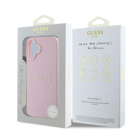 Guess GUHMP16MPGHSMMP iPhone 16 Plus 6.7" pink hardcase Grained Ring MagSafe