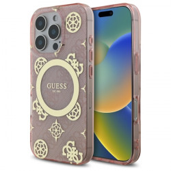 Guess GUHMP16XH4PYEEP iPhone 16 Pro Max 6.9" pink hardcase IML Peony On 4G Background MagSafe