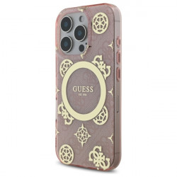 Guess GUHMP16XH4PYEEP iPhone 16 Pro Max 6.9" pink hardcase IML Peony On 4G Background MagSafe