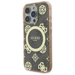 Guess GUHMP16XH4PYEEW iPhone 16 Pro Max 6.9" brown hardcase IML Peony On 4G Background MagSafe