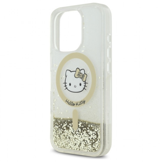 Hello Kitty HKHMP16LLGDIH iPhone 16 Pro 6.3" white gold hardcase Liquid Glitter Fever MagSafe
