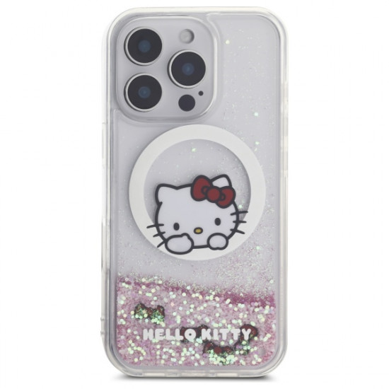 Hello Kitty HKHMP16LLSWKH iPhone 16 Pro 6.3" white hardcase Liquid Glitter Sweet Kitty Bows MagSafe