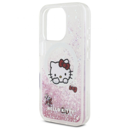 Hello Kitty HKHMP16LLSWKH iPhone 16 Pro 6.3" white hardcase Liquid Glitter Sweet Kitty Bows MagSafe