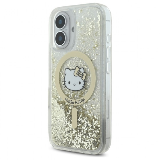 Hello Kitty HKHMP16SLGDIH iPhone 16 6.1"  white gold hardcase Liquid Glitter Fever MagSafe
