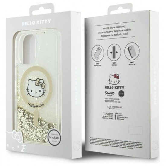 Hello Kitty HKHMP16SLGDIH iPhone 16 6.1"  white gold hardcase Liquid Glitter Fever MagSafe