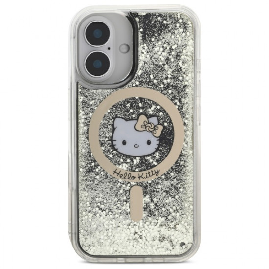Hello Kitty HKHMP16SLGDIK iPhone 16 6.1"  black gold hardcase Liquid Glitter Fever MagSafe