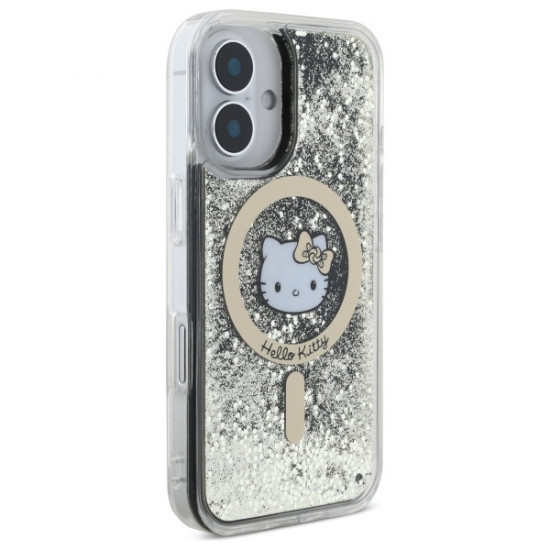 Hello Kitty HKHMP16SLGDIK iPhone 16 6.1"  black gold hardcase Liquid Glitter Fever MagSafe
