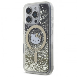Hello Kitty HKHMP16XLGDIK iPhone 16 Pro Max 6.9" black gold hardcase Liquid Glitter Fever MagSafe