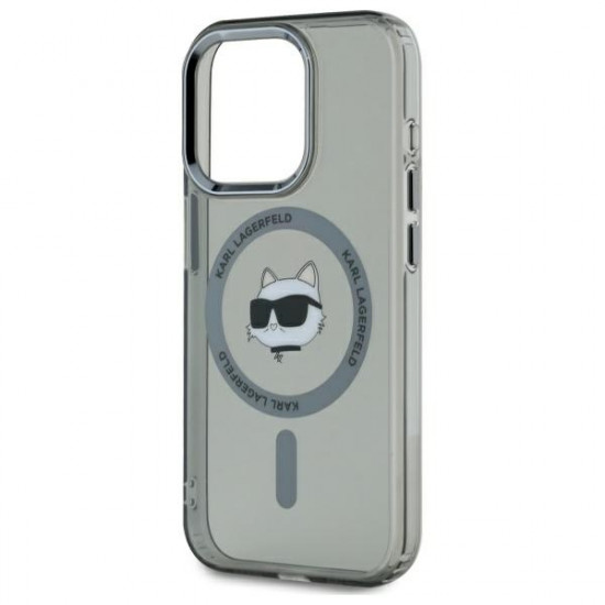 Karl Lagerfeld KLHMP15LHLSCHK iPhone 15 Pro 6.1" black hardcase IML Metal Choupette Head MagSafe