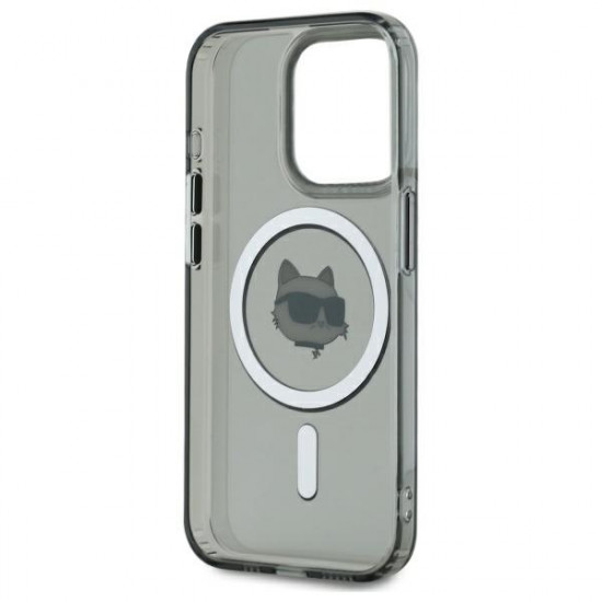 Karl Lagerfeld KLHMP15LHLSCHK iPhone 15 Pro 6.1" black hardcase IML Metal Choupette Head MagSafe