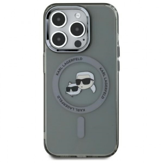 Karl Lagerfeld KLHMP15LHLSKCK iPhone 15 Pro 6.1" black hardcase IML Metal Karl&Choupette Head MagSafe