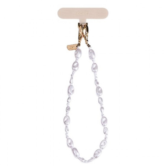 UNIQ Coehl Perla Handstrap universal cord for phone on hand white pearl