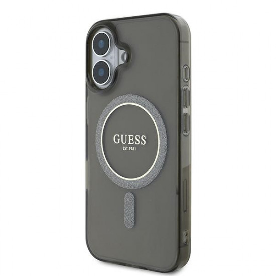 Guess GUHMP16MHFGEREK iPhone 16 Plus  6.7" black hardcase IML Glitter Circle MagSafe