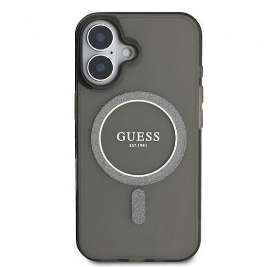 Guess GUHMP16MHFGEREK iPhone 16 Plus  6.7" black hardcase IML Glitter Circle MagSafe