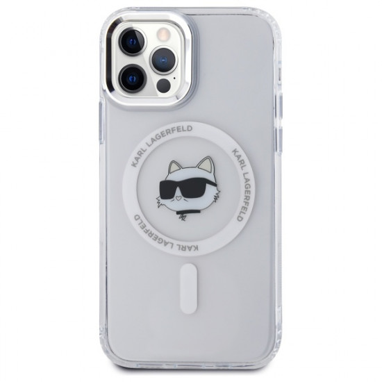 Karl Lagerfeld KLHMP12MHLSCHH iPhone 12 / 12 Pro 6.1" white hardcase IML Metal Choupette Head MagSafe