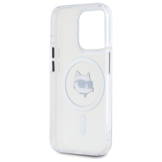 Karl Lagerfeld KLHMP15LHLSCHH iPhone 15 Pro 6.1" white hardcase IML Metal Choupette Head MagSafe