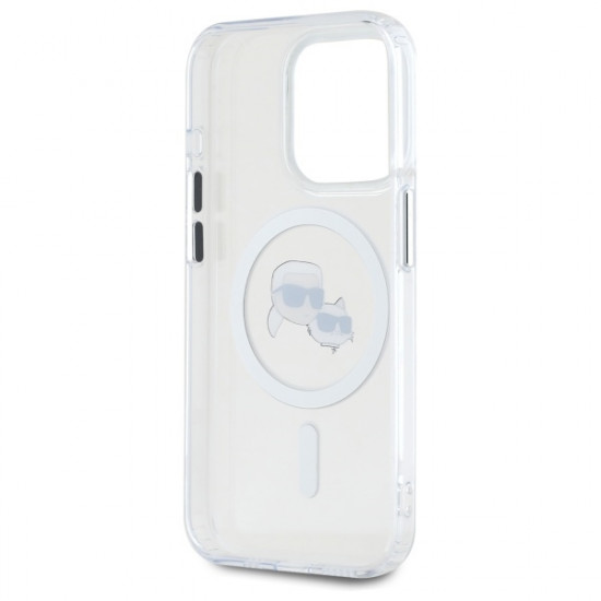 Karl Lagerfeld KLHMP15LHLSKCH iPhone 15 Pro 6.1" white hardcase IML Metal Karl&Choupette Head MagSafe