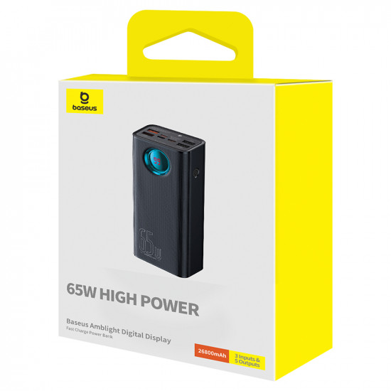 Baseus  Power Bank (P10022402113 00)  4x USB, Type C, Lighting, Micro USB, Fast Charge, 65W, 26800mAh, Cable USB C  Black