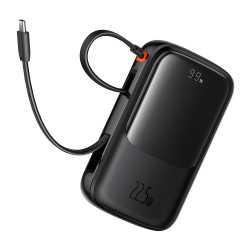 Baseus  Power Bank Qpow Pro+ (P10067101113 00)  Lightning, 2xType C, USB, 22.5W, Fast Charge, 10000mAh, Cable USB C  Black Baseus  Power Bank Qpow Pro+ (P10067101113 00)  Lightning, 2xType C, USB, 22.5W, Fast Charge, 10000mAh, Cable USB C  Black