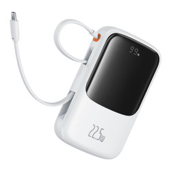 Baseus  Power Bank Qpow Pro+ (P10067101213 00)  Lightning, 2x Type C, USB, 22.5W, 10000mAh, Cable Type C  White Baseus  Power Bank Qpow Pro+ (P10067101213 00)  Lightning, 2x Type C, USB, 22.5W, 10000mAh, Cable Type C  White