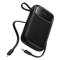 Baseus  Power Bank Qpow Pro+ (P10055003113 00)  Lightning, 2x Type C, USB, 22.5W, 10000mAh, Cable Type C, 30cm  Black Baseus  Power Bank Qpow Pro+ (P10055003113 00)  Lightning, 2x Type C, USB, 22.5W, 10000mAh, Cable Type C, 30cm  Black