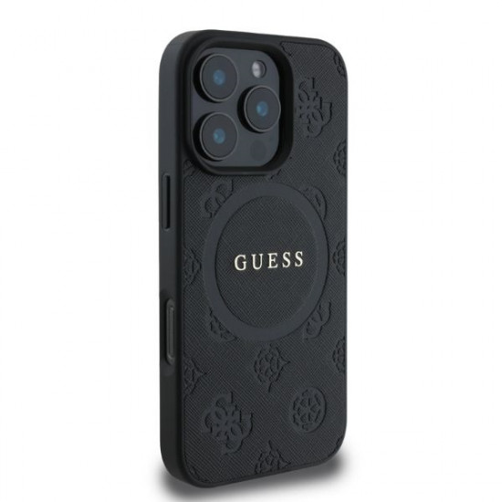 Guess GUHMP16LPSAPSMEK iPhone 16 Pro 6.3" czarny/black hardcase Saffiano Peony Classic Logo MagSafe