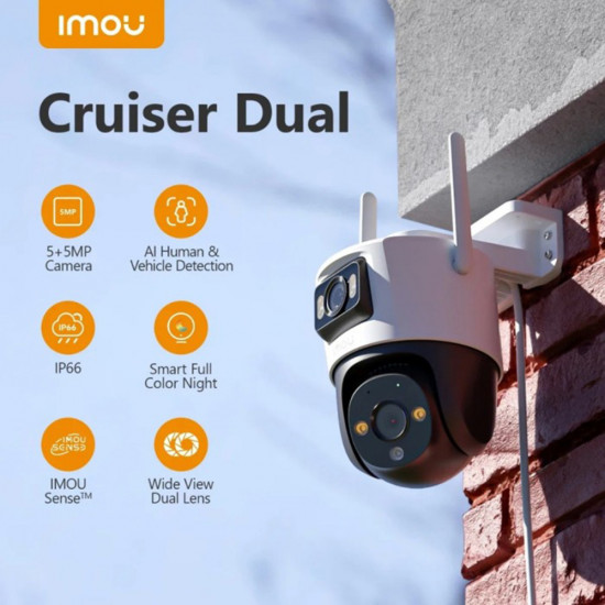 Imou  Outdoor Camera Cruiser Dual (IPC S7XP 8M0WED 0360B)  8MP, Two way Talk, Human Detection, Night Vision, IP66  White