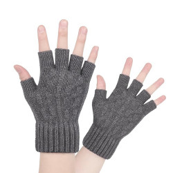 Techsuit  Gloves (ST0014)  from Alpaca Wool, Half Finger, Size 17cm  Dark Gray