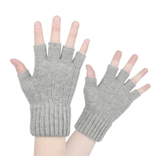 Techsuit Gloves (ST0014) from Alpaca Wool, Half Finger, Size 17cm Light Gray Techsuit Gloves (ST0014) from Alpaca Wool, Half Finger, Size 17cm Light Gray
