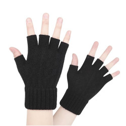 Techsuit  Gloves (ST0014)  from Alpaca Wool, Half Finger, Size 17cm  Black