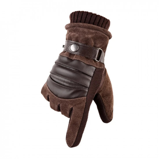 Techsuit  Touchscreen Gloves (OG101)  PU, Soft and Warm, Free Size  Brown