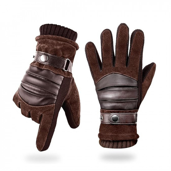 Techsuit  Touchscreen Gloves (OG101)  PU, Soft and Warm, Free Size  Brown