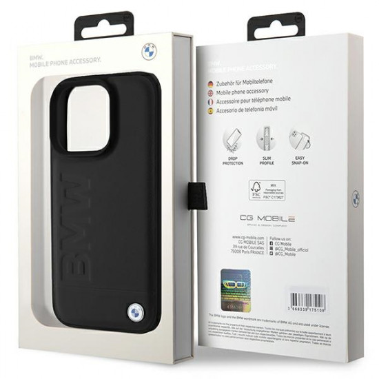 BMW BMHCP16XSLLBK iPhone 16 Pro Max 6.9" czarny/black hardcase Leather Hot Stamp BMW BMHCP16XSLLBK iPhone 16 Pro Max 6.9" czarny/black hardcase Leather Hot Stamp