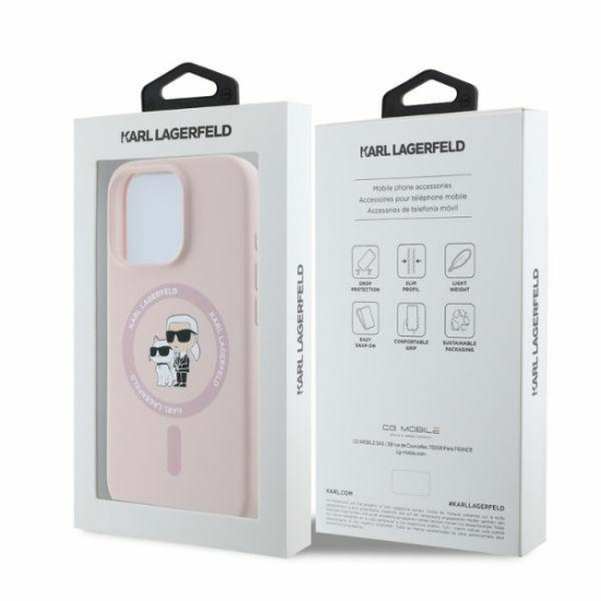 Karl Lagerfeld KLHMP16XSCMKCRHP iPhone 16 Pro Max 6.9" różowy/pink hardcase Silicone Karl&Choupette Ring MagSafe