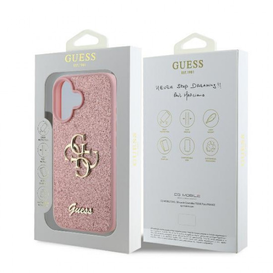 Guess GUHCP16MHG4SGP iPhone 16 Plus 6.7" różówy/pink hardcase Fixed Glitter Big 4G