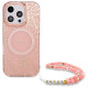 Guess GUHMP16LHCPOFPP iPhone 16 Pro 6.3"  różowy/pink hardcase IML Flowers Allover Electro With Pearl Strap MagSafe