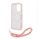 Guess GUHMP16LHCPOFPP iPhone 16 Pro 6.3"  różowy/pink hardcase IML Flowers Allover Electro With Pearl Strap MagSafe