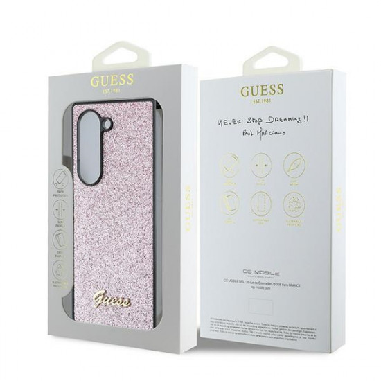 Guess GUHCZFD6HGGSHP Z Fold6 F956 pink hardcase 4G Glitter Script