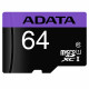 Adata Memory Card (AUSDX64GUICL10 RA1) MicroSDXC with Adapter, Class 10, UHS I U1, 64GB, Read 100MB/s Black