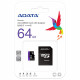 Adata Memory Card (AUSDX64GUICL10 RA1) MicroSDXC with Adapter, Class 10, UHS I U1, 64GB, Read 100MB/s Black