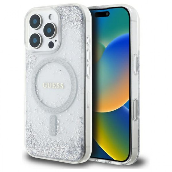 Guess GUHMP16LRGRGES iPhone 16 Pro 6.3" silver hardcase Resin Gradient Glitter MagSafe