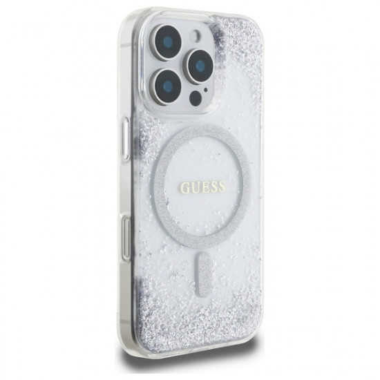 Guess GUHMP16LRGRGES iPhone 16 Pro 6.3" silver hardcase Resin Gradient Glitter MagSafe